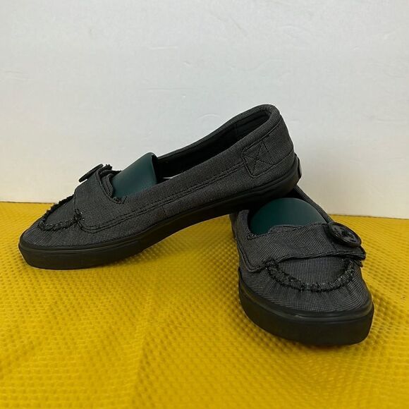 Womens Vans Specks Loafer Slip On Boat Shoes Black Space Grey 5.5 - Picture 1 of 10